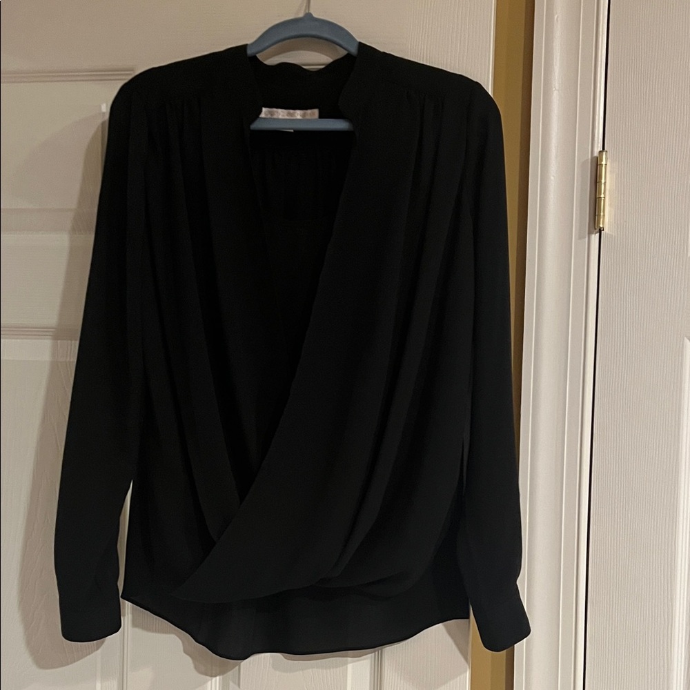 Boston Proper Black Drape Blouse
